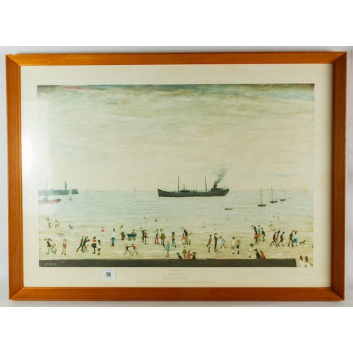 10 - L S LOWRY 'WAITING FOR THE TIDE' GANYMED REPRODUCTION PRINT HAND SIGNED LOWER RIGHT BUT SIGNATURE FA... 