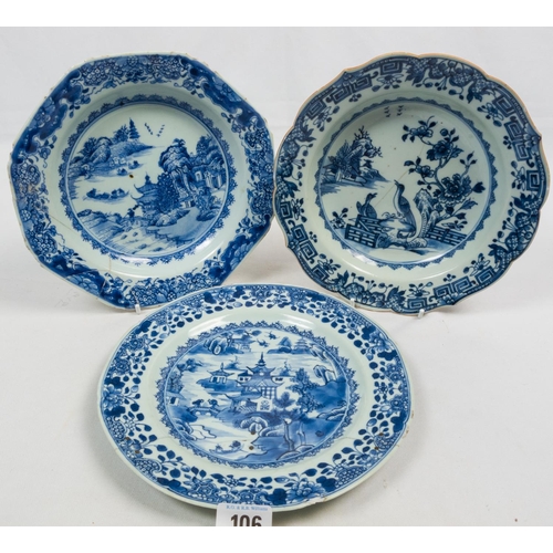 106 - THREE ORIENTAL B&W PLATES A/F