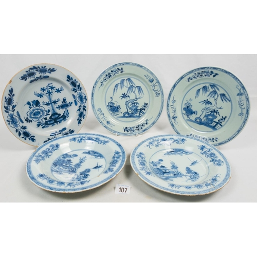 107 - FIVE ORIENTAL B&W PLATES