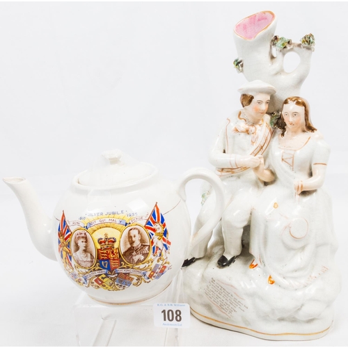 108 - STAFFS' FLATBACK FIGURE & 1935 JUBILEE TEAPOT