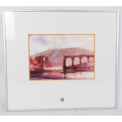 20 - RICHARD A WILLS (BRITISH 1939) WATERCOLOUR 'VIADUCT' 35 X 40CM