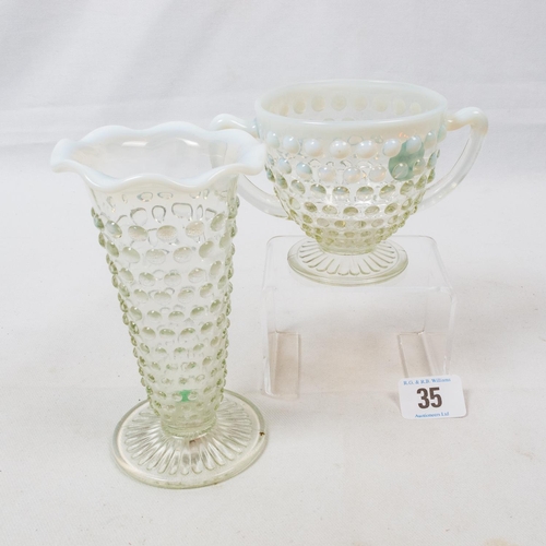 35 - TWO PIECES VICT VASELINE FADE GLASS