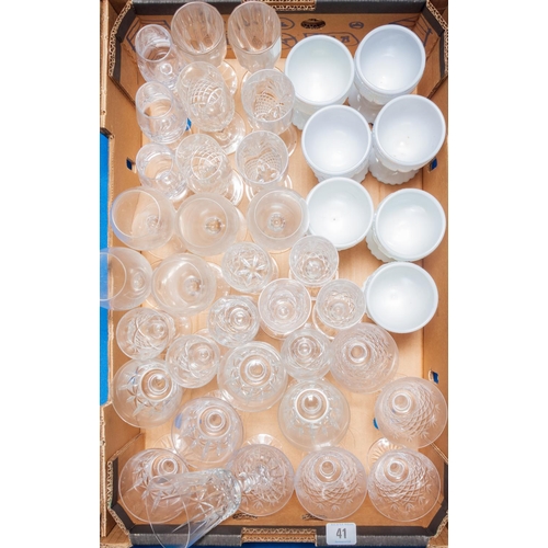 41 - BOX MISC CRYSTAL DRINKING GLASSES ETC