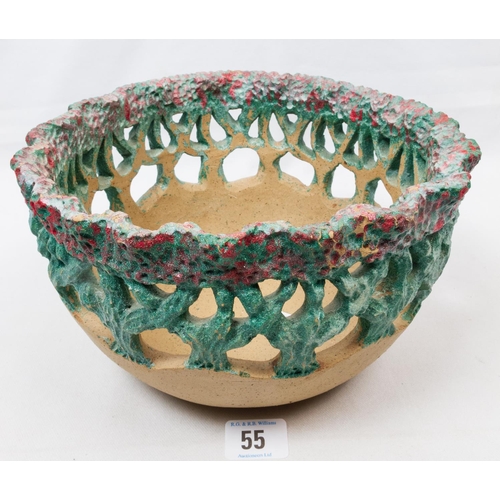 55 - PHYLLIS LEWIS STUDIO POTTERY 'TREE' BOWL