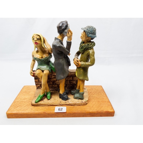 62 - PHYLLIS LEWIS STUDIO POTTERY SCULPTURE 'FOREST GIRLS'