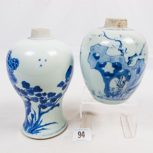 94 - KANGXI B&W MEIPING VASE & 1 OTHER