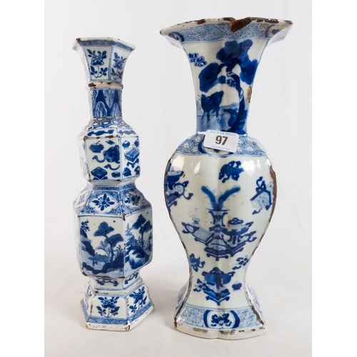 97 - TWO ORIENTAL B&W VASES BOTH A/F