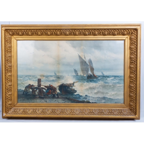 15 - THOMAS WEBER (GERMAN 1838 - 1907)  PAIR SEASCAPE PRINTS IN ORNATE GILT FRAMES 60 X 88CM