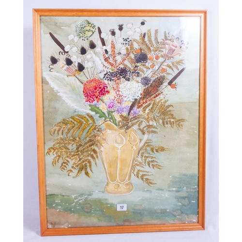 17 - HELEN TREVELYAN (BRITISH 20TH CENTURY) WATERCOLOUR STILL LIFE DRIED FLOWERS & GRASSES SIGNED & DATED... 