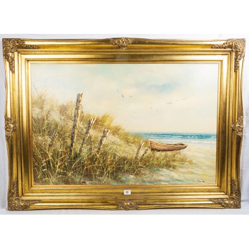 20 - PAIR MODERN ORNATE GILT FRAMED OILS ON BOARD 79 X 110CM