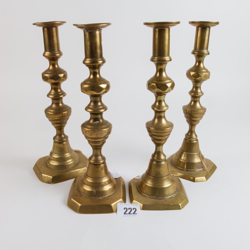 222 - TWO PRS BRASS CANDLESTICKS