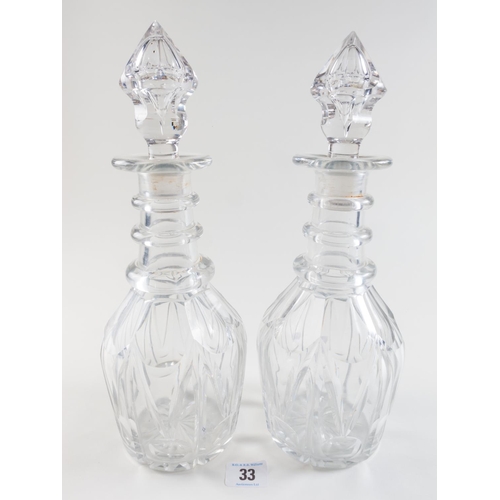 33 - MATCHING PR RING NECK EARLY VICT' DECANTERS