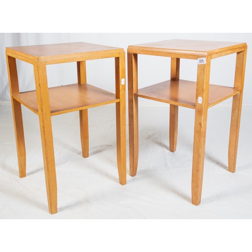 375 - PR MID CENTURY MINISTRY OF DEFENCE LIGHT OAK SIDE TABLES WITH BROAD ARROW MARK DATED 1962 38CM