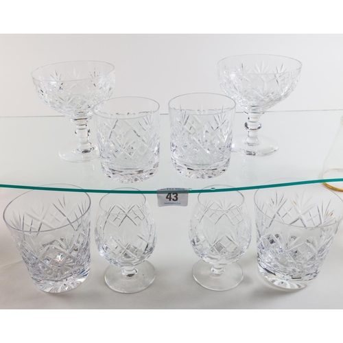 43 - ROYAL DOULTON 2 PLACE SETTING OF SEVEN DIFFERENT CRYSTAL GLASSES