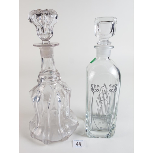 44 - BELL FORM DECANTER & 1 OTHER