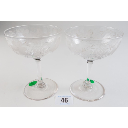 46 - PR EDW' ETCHED CHAMPAGNE SAUCERS