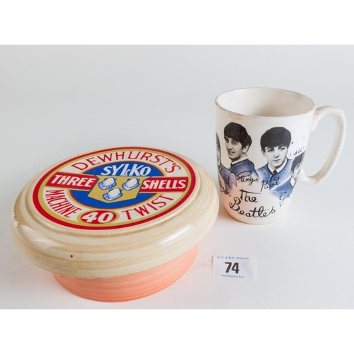 74 - BROADHURST BROS BEATLES MUG & 1 OTHER