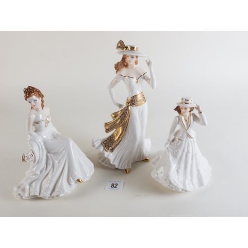 82 - THREE ROYAL WORCS' GOLDEN MOMENTS FIGURINES 'DIANA' 'BEST FRIEND' & 'ANNIVERSARY'