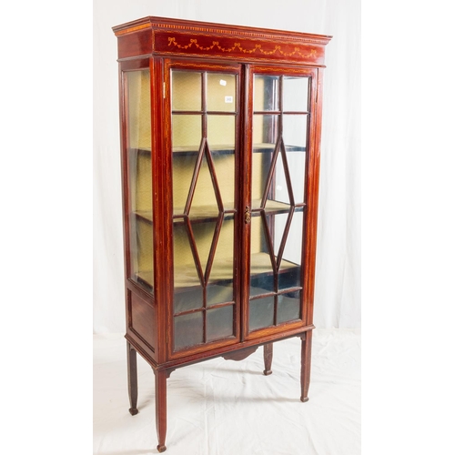 340 - EDW' MAH' & INLAID 2 DOOR DISPLAY CABINET 77CM