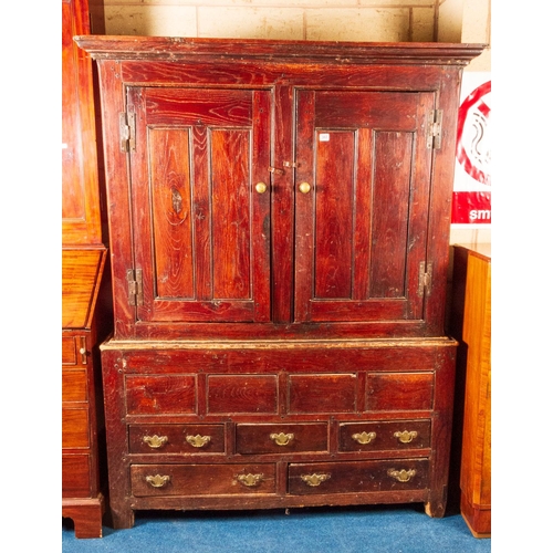 347 - 18TH C OAK PRESS CUPBOARD 127CM