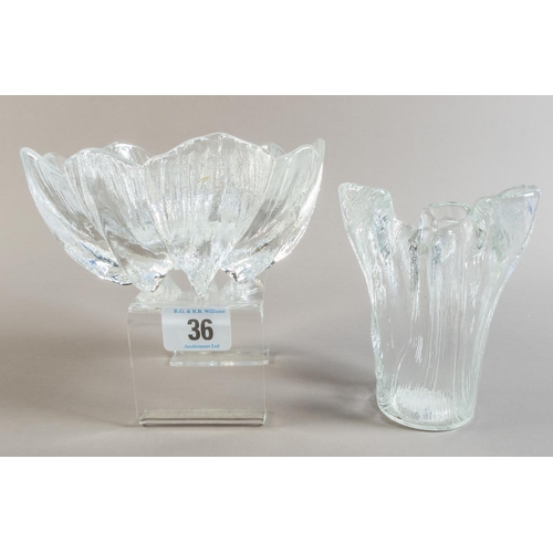 36 - TWO PIECES MID CENTURY GLASS DESIGNED BY TAPIO WIRKKALA FOR FINLANDIA