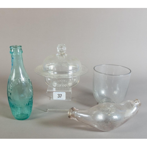 37 - FOUR PIECES ANTIQUE GLASS INC GEORGIAN RINSER