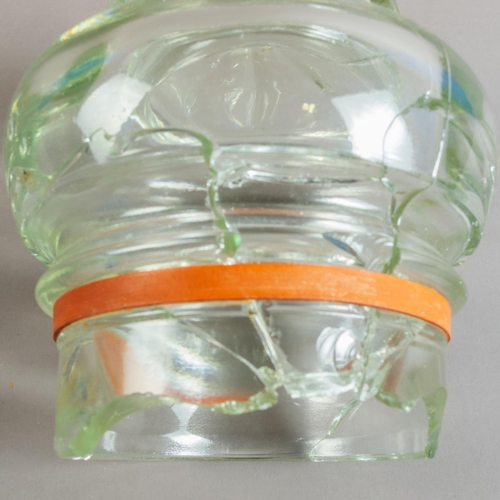 39 - 1930s GLASS SWEET JAR (LID A/F) 46CM