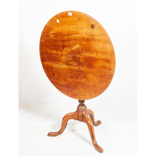 403 - 19TH C OAK TILT TOP TRIPOD TABLE 72CM DIA