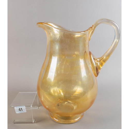 41 - LGE VICTORIAN GLASS LUSTRE JUG 30CM