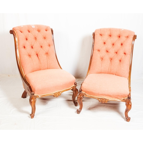 421 - PR VICT' ROSEWOOD FRAMED BUTTON BACK LOUNGE CHAIRS