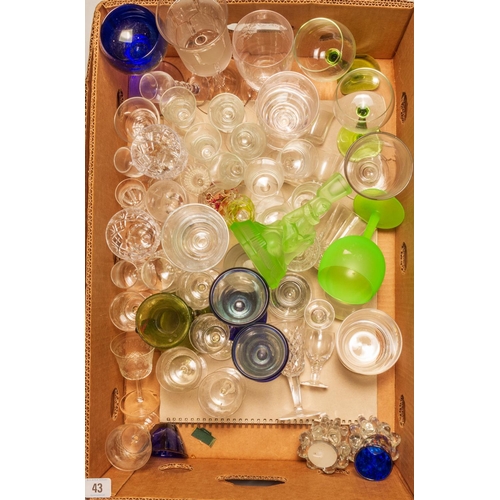 43 - BOX MISC CRYSTAL DRINKING GLASSES ETC