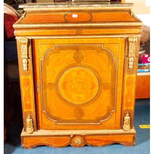 458 - FRENCH STYLE ORMOLU MOUNTED MARBLE TOP SIDE CABINET 88CM