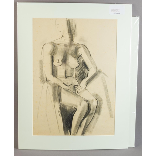 9 - SAM DODWELL R I (BRITISH 1909 - 1990) TWO CHARCOAL LIFE STUDIES 55CM X 48CM