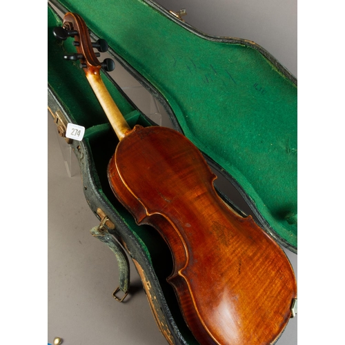 274 - AN ANTIQUE VIOLIN OF GOOD COLOUR 59CM CASED