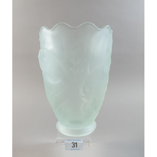 31 - JOSEF INWALD BAROLAC FROSTED FISH VASE 19CM