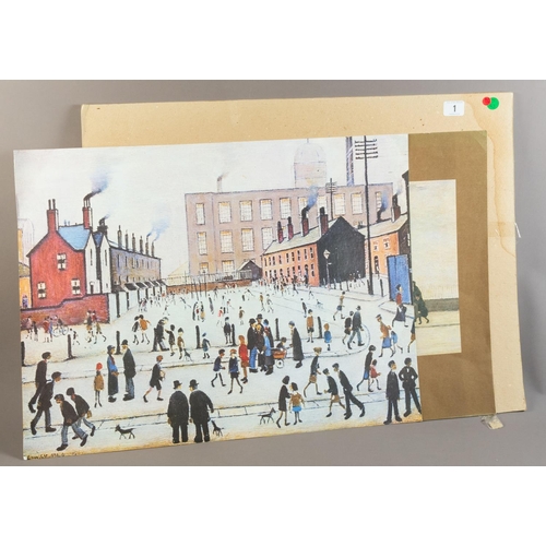 1 - TWO L S LOWRY PRINTS UNFRAMED