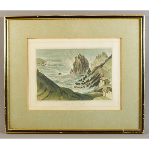 11 - WILLIAM DANIELL RA (1769 - 1837) PR ENGRAVINGS BOSCASTLE PIER & MULLYAN COVE 36CM X 43CM