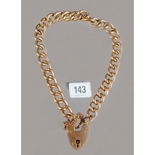 143 - 9CT ROSE GOLD PADLOCK BRACELET 8G