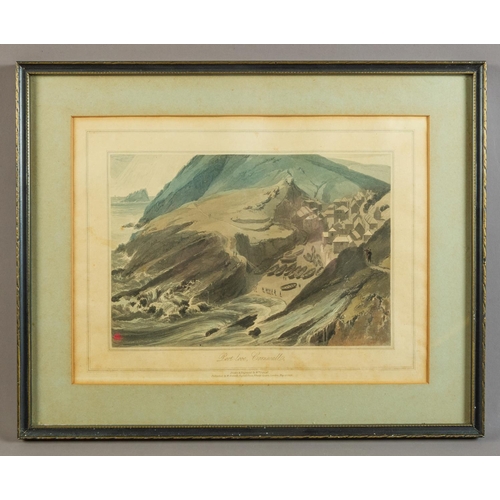 15 - WILLIAM DANIELL RA (1769 - 1837) PR OF ENGRAVINGS PORT LOOE & MEVAGISY 32CM X 39CM