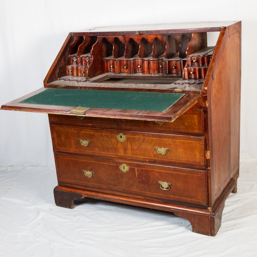 376 - GEO' WALNUT BUREAU  A/F 92CM