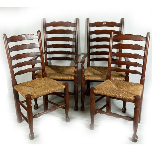 450 - SET 4 OAK (2+2) LADDER BACK CHAIRS