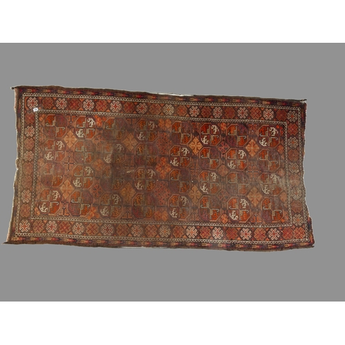 464 - EASTERN RUG (WORN) 206CM X 116CM