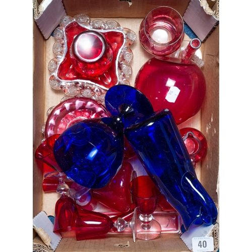 40 - QTY CRANBERRY GLASS ETC