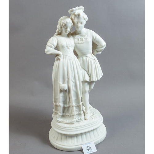 45 - VICT' PARIAN FIGURE GROUP OF A CLASSICAL COURTING COUPLE