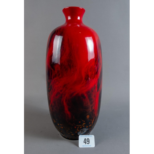 49 - ROYAL DOULTON FLAMBE VEINED VASE 27CM