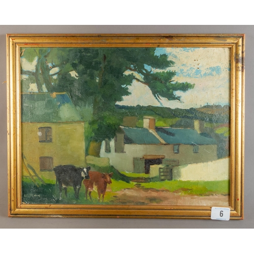 6 - FERDINAND CIREL RA (WELSH 1884 - 1968) OIL ON BOARD 'MAESCROCHAN FARM' SIGNED & DATED LOWER LEFT, RO... 