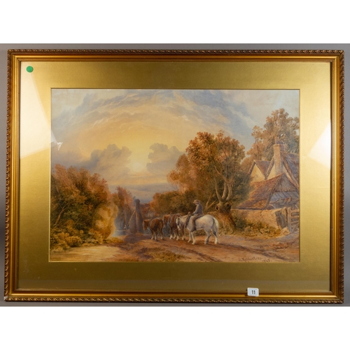 11 - HENRY MAPLESTON (BRITISH 1819 - 1884) WATERCOLOUR COUNTRY SCENE SIGNED LOWER RIGHT & DATED 1868 73CM... 