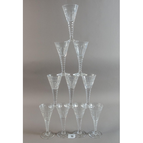 16 - SUITE OF 10 STUART CRYSTAL CORDIAL GLASSES