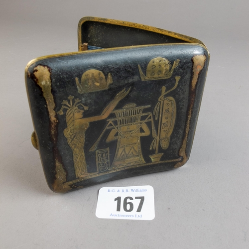 167 - JAPANESE DAMASCENE CIGARETTE CASE IN EGYPTIAN STYLE