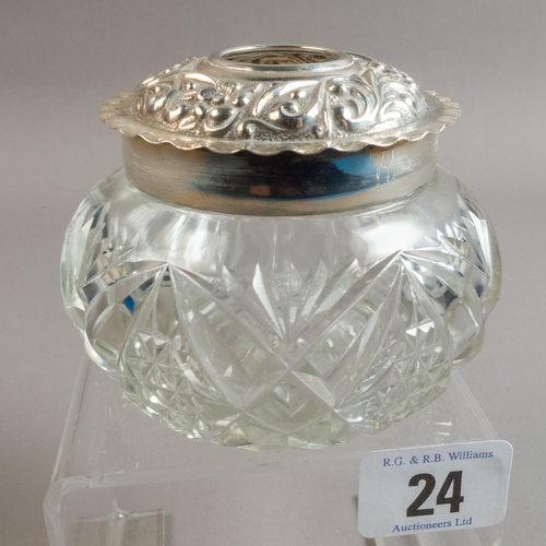 24 - SILVER TOPPED DRESSING TABLE JAR